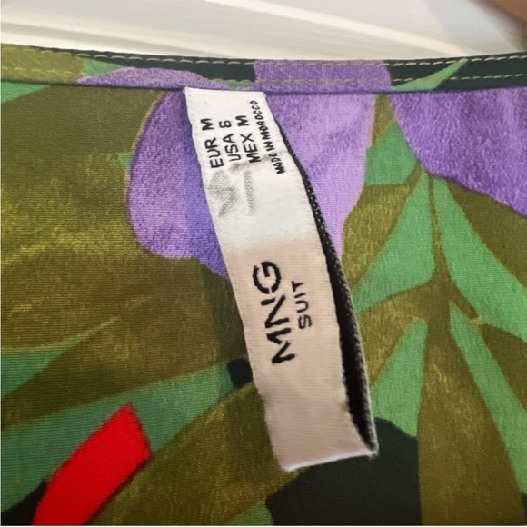 Mango tropical Floral Print Wrap midi Dress size M like new condition - Picture 11 of 12